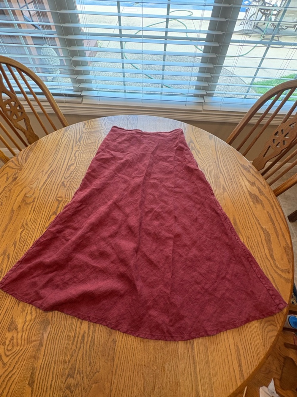 Flax Linen A-Line Midi Slip Skirt Brick Red size P Small Boho Coastal